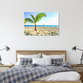 Tropical Beaches Sailboat, Palm Tree, Aruba Canvas Afdruk (Insitu (Slaapkamer))
