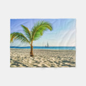 Tropical Beaches Sailboat, Palm Tree, Aruba Fleece Deken (Voorkant (Horizontaal))