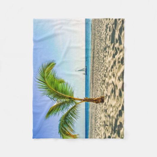 Tropical Beaches Sailboat, Palm Tree, Aruba Fleece Deken (Voorkant)