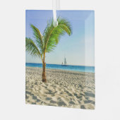 Tropical Beaches Sailboat, Palm Tree, Aruba Glas Ornament (Voorkant links)
