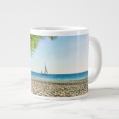 Tropical Beaches Sailboat, Palm Tree, Aruba Grote Koffiekop (Voorkant rechts)
