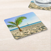 Tropical Beaches Sailboat, Palm Tree, Aruba Kartonnen Onderzetters (Schuin)