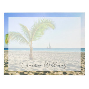 Tropical Beaches Sailboat, Palm Tree, Aruba Notitieblok