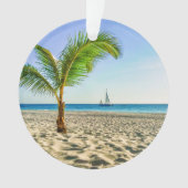 Tropical Beaches Sailboat, Palm Tree, Aruba Ornament (voorkant)