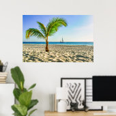 Tropical Beaches Sailboat, Palm Tree, Aruba Poster (Thuiskantoor)