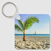Tropical Beaches Sailboat, Palm Tree, Aruba Sleutelhanger (Voorkant)