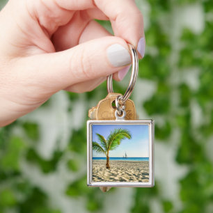 Tropical Beaches Sailboat, Palm Tree, Aruba Sleutelhanger