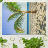 Tropical Beaches Sailboat, Palm Tree, Aruba Theedoek (Gevouwen)