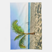Tropical Beaches Sailboat, Palm Tree, Aruba Theedoek (Verticaal)