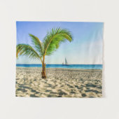 Tropical Beaches | Sailboat, Palm Tree, Aruba Wandkleed (Voorkant (horizontaal))
