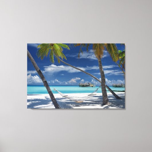 Tropical Beaches Sandy Beach, Maldives Canvas Afdruk (Voorkant)
