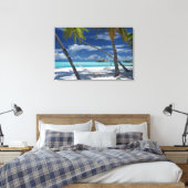 Tropical Beaches Sandy Beach, Maldives Canvas Afdruk (Insitu (Slaapkamer))