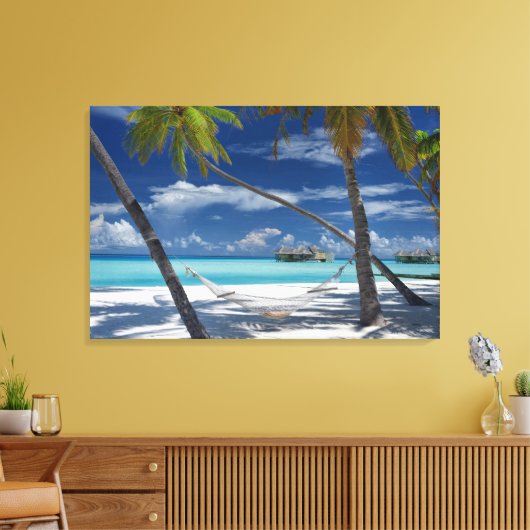 Tropical Beaches Sandy Beach, Maldives Canvas Afdruk (Insitu (Woonkamer))