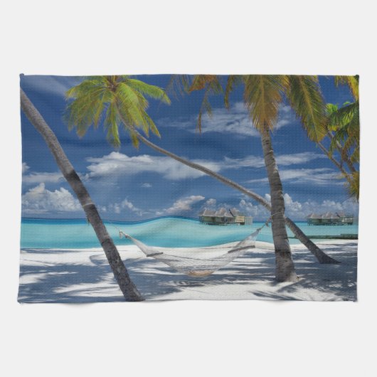 Tropical Beaches Sandy Beach, Maldives Theedoek (Horizontaal)