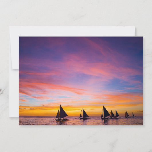 Tropical Beaches Sunset Sailboats, Phillipines Bedankkaart (Voorkant)