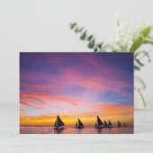 Tropical Beaches Sunset Sailboats, Phillipines Bedankkaart (Staand voorkant)