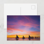 Tropical Beaches Sunset Sailboats, Phillipines Briefkaart (Voorkant / Achterkant)