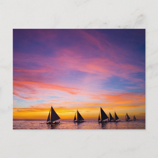 Tropical Beaches Sunset Sailboats, Phillipines Briefkaart (Voorkant)