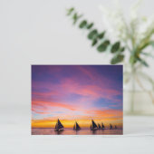 Tropical Beaches Sunset Sailboats, Phillipines Briefkaart (Staand voorkant)