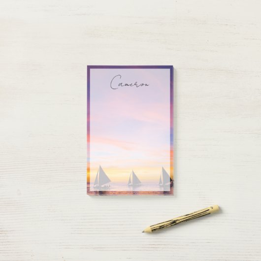 Tropical Beaches Sunset Sailboats, Phillipines Post-it® Notes (Op bureau)