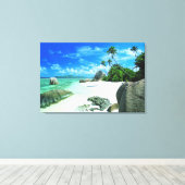 Tropical Beaches | The Digue Island Canvas Afdruk (Insitu (Houten vloer))