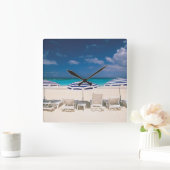 Tropical Beaches | Tropical Beach Anguilla Vierkante Klok (Huis)