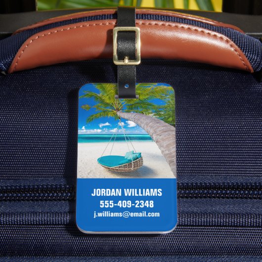 Tropical Beaches Tropical Landscape Beach Swing Bagagelabel (Voorkant Insitu 2)