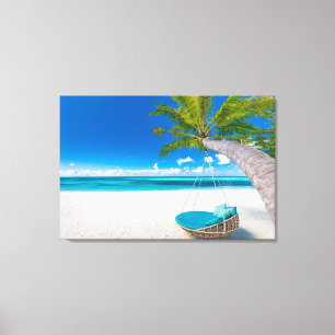 Tropical Beaches Tropical Landscape Beach Swing Canvas Afdruk