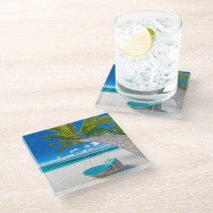 Tropical Beaches Tropical Landscape Beach Swing Glazen Onderzetter