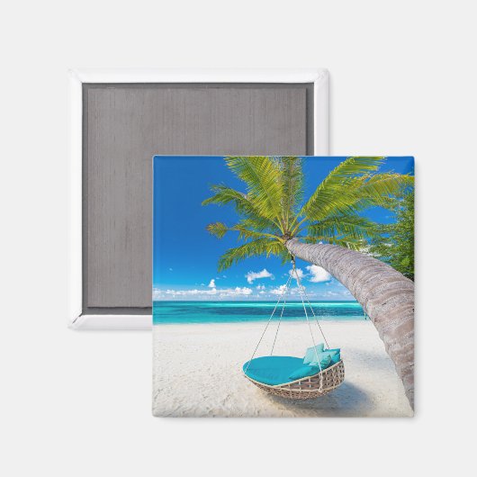 Tropical Beaches Tropical Landscape Beach Swing Magneet (Voorkant / Achterkant)