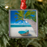 Tropical Beaches Tropical Landscape Beach Swing Metalen Ornament<br><div class="desc">This amazing Getty Foto's a tropical landscape with beach swing or hammock and white sand calm sea.</div>