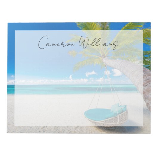 Tropical Beaches Tropical Landscape Beach Swing Notitieblok (Voorkant)