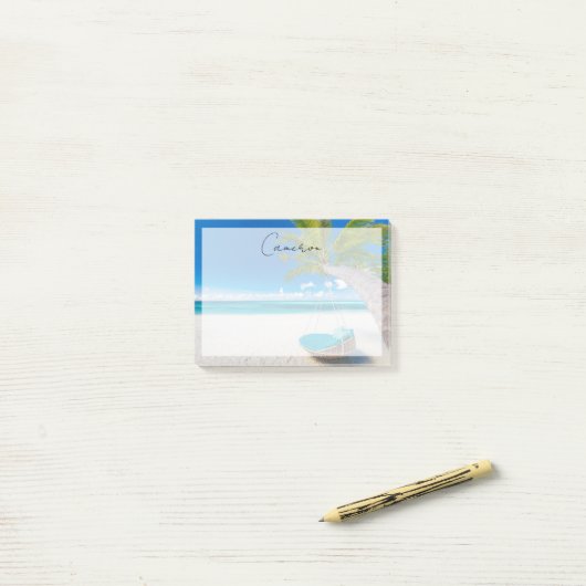 Tropical Beaches Tropical Landscape Beach Swing Post-it® Notes (Op bureau)