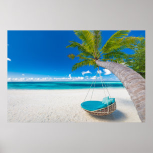 Tropical Beaches Tropical Landscape Beach Swing Poster