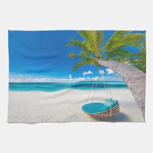 Tropical Beaches Tropical Landscape Beach Swing Theedoek (Horizontaal)