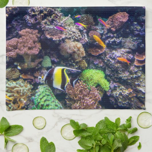 Tropical Beaches | Underwater Coral Reef Theedoek (Gevouwen)