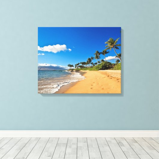 Tropical Beaches | Wailea, Maui, Hawaii Canvas Afdruk (Insitu (Houten vloer))