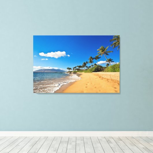 Tropical Beaches | Wailea, Maui, Hawaii Canvas Afdruk (Insitu (Houten vloer))