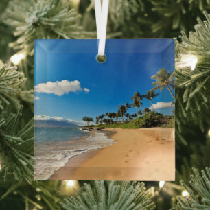 Tropical Beaches   Wailea, Maui, Hawaii Glas Ornament