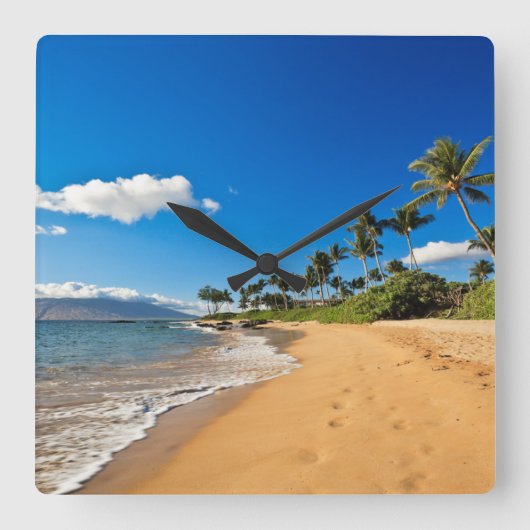 Tropical Beaches | Wailea, Maui, Hawaii Vierkante Klok (Voorkant)