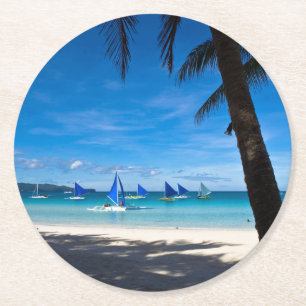 Tropical Beaches White Beach Boracay Philippines Ronde Kartonnen Onderzetter