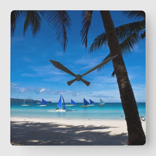 Tropical Beaches | White Beach Boracay Philippines Vierkante Klok (Voorkant)