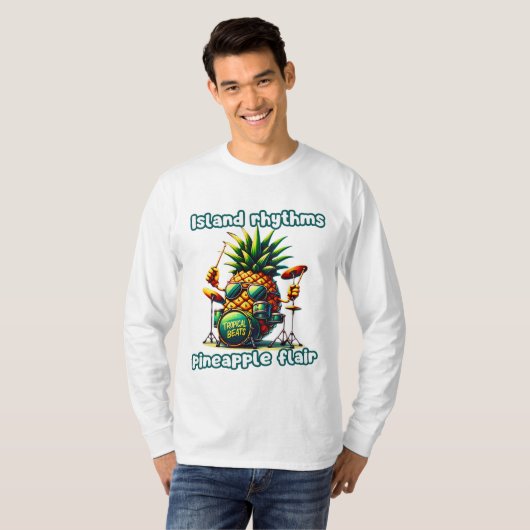Tropical Beats Pineapple Drummer Vibe T-shirt (Voorkant volledig)