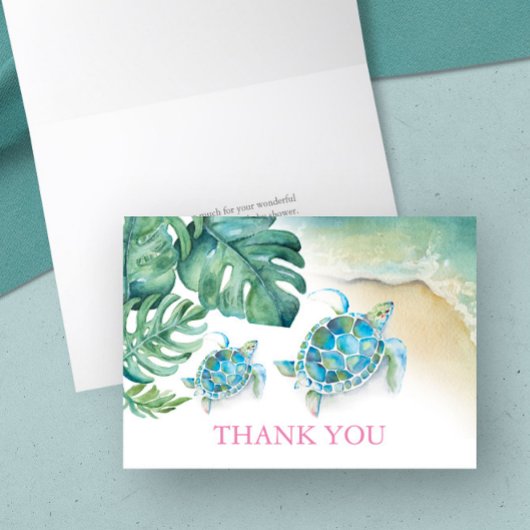 Tropical bedankkaart Waterverf Zee schildpad