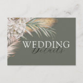 Tropical Beige Floral & Palm Wedding Details Informatiekaartje (Voorkant)