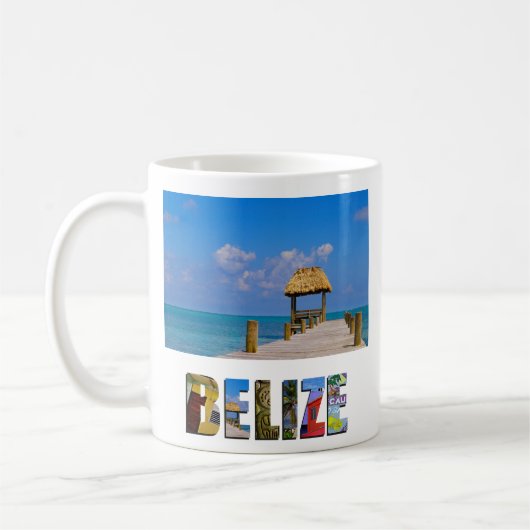 Tropical Belize Blue Sky Ocean Koffiemok (Links)