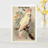 Tropical Bird Birthday Wenskaart Kaart (Gele Bloem)