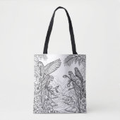 Tropical Bird Line Art Kleuren Tote Bag (Voorkant)