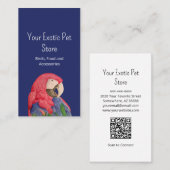 Tropical Bird Macaw Pet Store QR code Blue Visitekaartje (Voorkant / Achterkant)