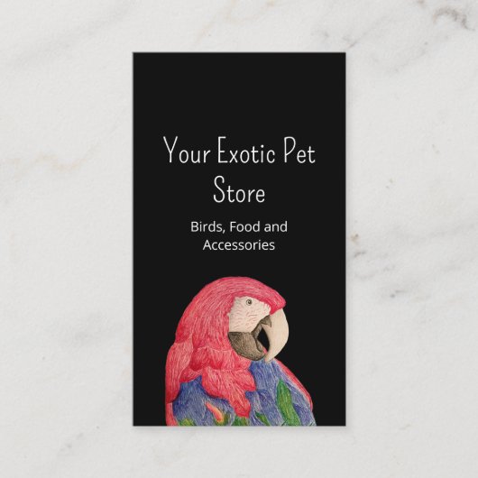 Tropical Bird Macaw QR code Pet Store Black Visitekaartje (Voorkant)